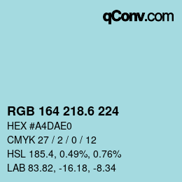 カラーコード: RGB 164 218.6 224 | qconv.com