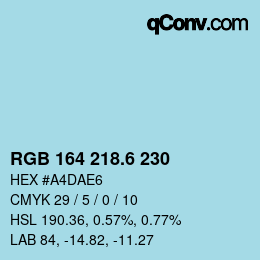カラーコード: RGB 164 218.6 230 | qconv.com