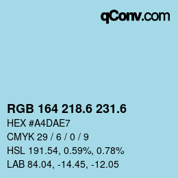 カラーコード: RGB 164 218.6 231.6 | qconv.com