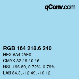 カラーコード: RGB 164 218.6 240 | qconv.com