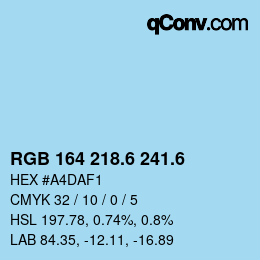 カラーコード: RGB 164 218.6 241.6 | qconv.com