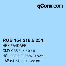 カラーコード: RGB 164 218.6 254 | qconv.com