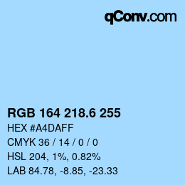カラーコード: RGB 164 218.6 255 | qconv.com
