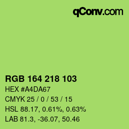 カラーコード: RGB 164 218 103 | qconv.com