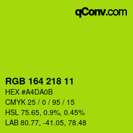 Color code: RGB 164 218 11 | qconv.com