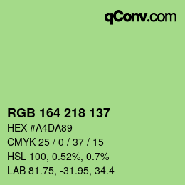 Color code: RGB 164 218 137 | qconv.com