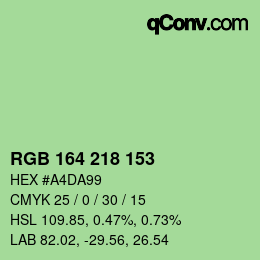 Color code: RGB 164 218 153 | qconv.com