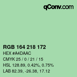 カラーコード: RGB 164 218 172 | qconv.com