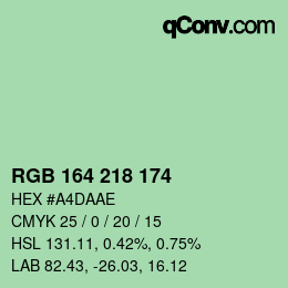 Código de color: RGB 164 218 174 | qconv.com