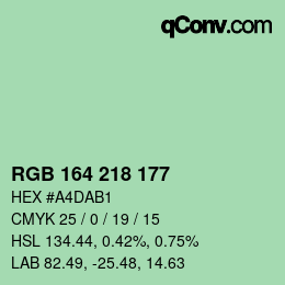 Color code: RGB 164 218 177 | qconv.com