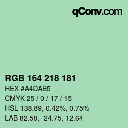 Color code: RGB 164 218 181 | qconv.com
