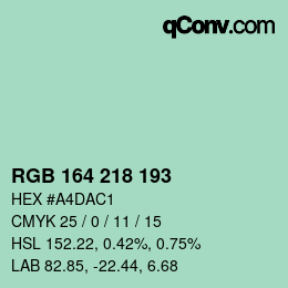 Color code: RGB 164 218 193 | qconv.com