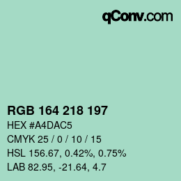 Color code: RGB 164 218 197 | qconv.com