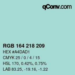 Color code: RGB 164 218 209 | qconv.com