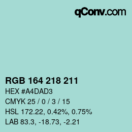 Farbcode: RGB 164 218 211 | qconv.com