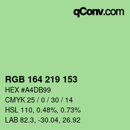 Color code: RGB 164 219 153 | qconv.com