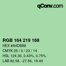 Farbcode: RGB 164 219 168 | qconv.com