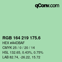 カラーコード: RGB 164 219 175.6 | qconv.com