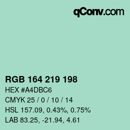 Farbcode: RGB 164 219 198 | qconv.com
