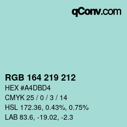 Farbcode: RGB 164 219 212 | qconv.com