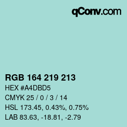 Código de color: RGB 164 219 213 | qconv.com
