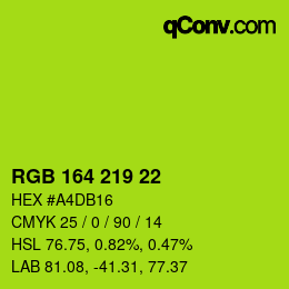 Color code: RGB 164 219 22 | qconv.com