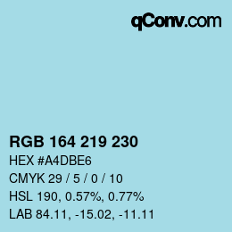カラーコード: RGB 164 219 230 | qconv.com