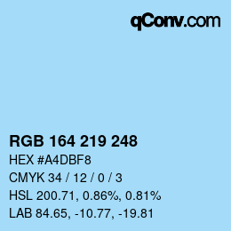 Color code: RGB 164 219 248 | qconv.com