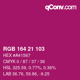 Color code: RGB 164 21 103 | qconv.com
