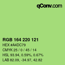 Color code: RGB 164 220 121 | qconv.com