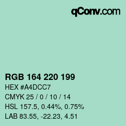 Farbcode: RGB 164 220 199 | qconv.com