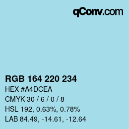 Color code: RGB 164 220 234 | qconv.com