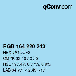 Color code: RGB 164 220 243 | qconv.com