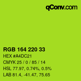 Color code: RGB 164 220 33 | qconv.com