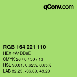 カラーコード: RGB 164 221 110 | qconv.com