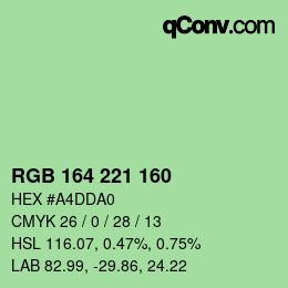 Color code: RGB 164 221 160 | qconv.com