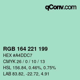 Color code: RGB 164 221 199 | qconv.com