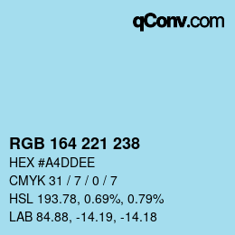 Color code: RGB 164 221 238 | qconv.com