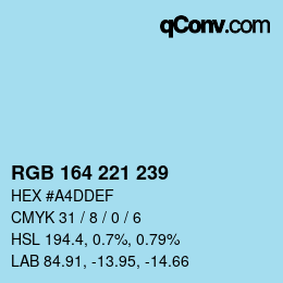 カラーコード: RGB 164 221 239 | qconv.com