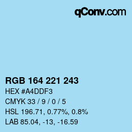 Color code: RGB 164 221 243 | qconv.com
