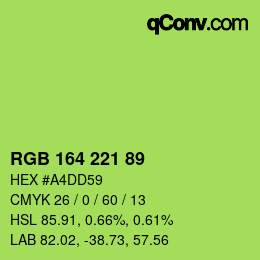 Color code: RGB 164 221 89 | qconv.com