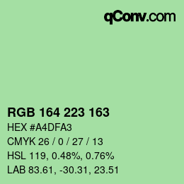 カラーコード: RGB 164 223 163 | qconv.com