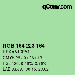 Color code: RGB 164 223 164 | qconv.com
