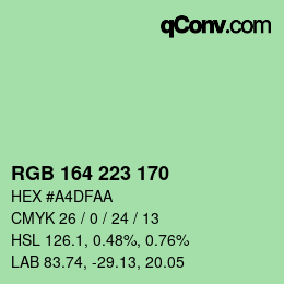 Color code: RGB 164 223 170 | qconv.com