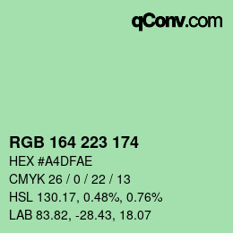カラーコード: RGB 164 223 174 | qconv.com