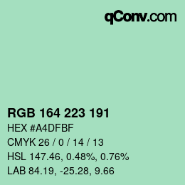 Color code: RGB 164 223 191 | qconv.com