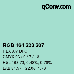 Color code: RGB 164 223 207 | qconv.com