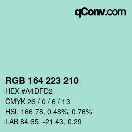 Color code: RGB 164 223 210 | qconv.com