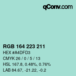 Color code: RGB 164 223 211 | qconv.com