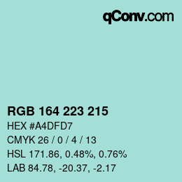 カラーコード: RGB 164 223 215 | qconv.com